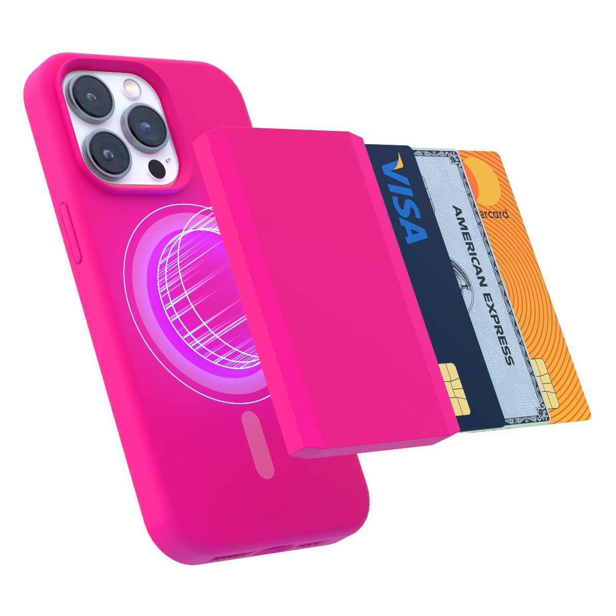 Amazon.com: FELONY CASE - Neon Pink MagSafe Wallet, Magnetic Card